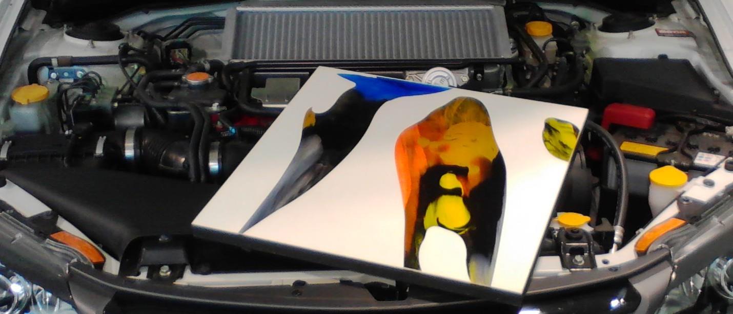 Il motore della Pittura - Subaru, Varese | 2012 | 40 x 40 | Acrilici, polifoil e cera d'api su legno