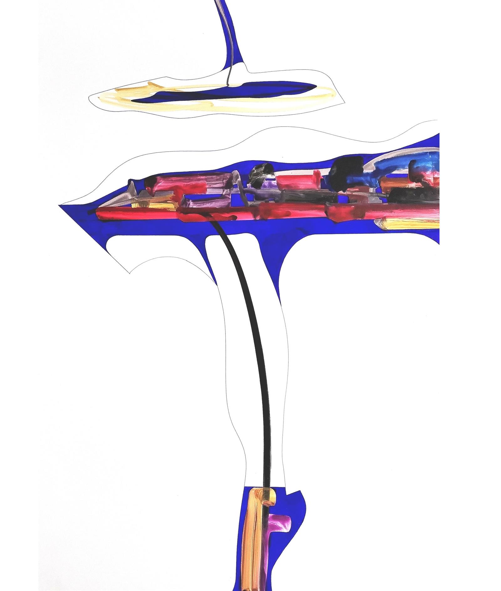 Venezia blu 1 | 2025 | 70 x 50 | Acquarelli e biro blu su carta monolucida Bindakote Favini