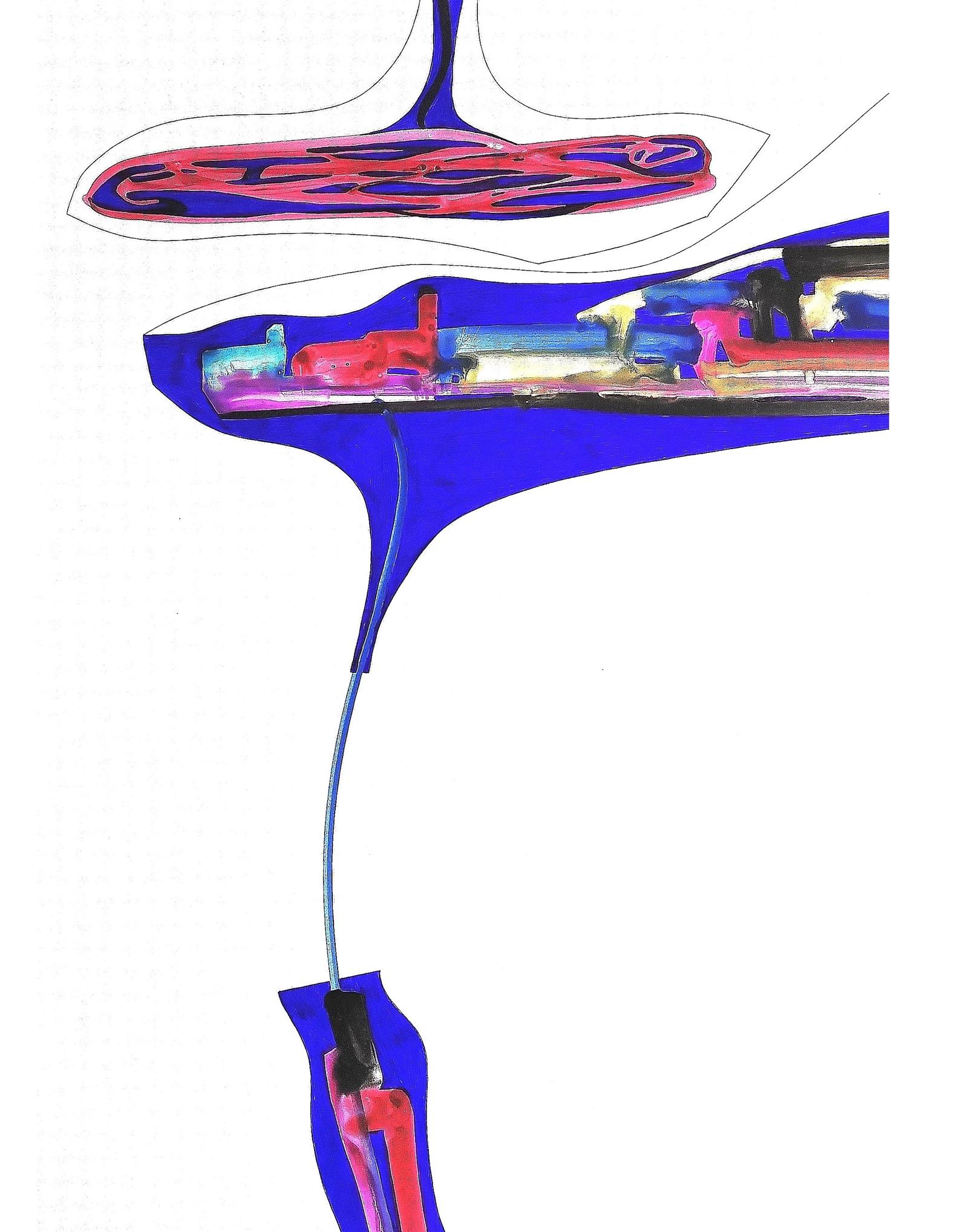 Venezia blu 2 | 2025 | 70 x 50 | Acquarelli e biro blu su carta monolucida Bindakote Favini