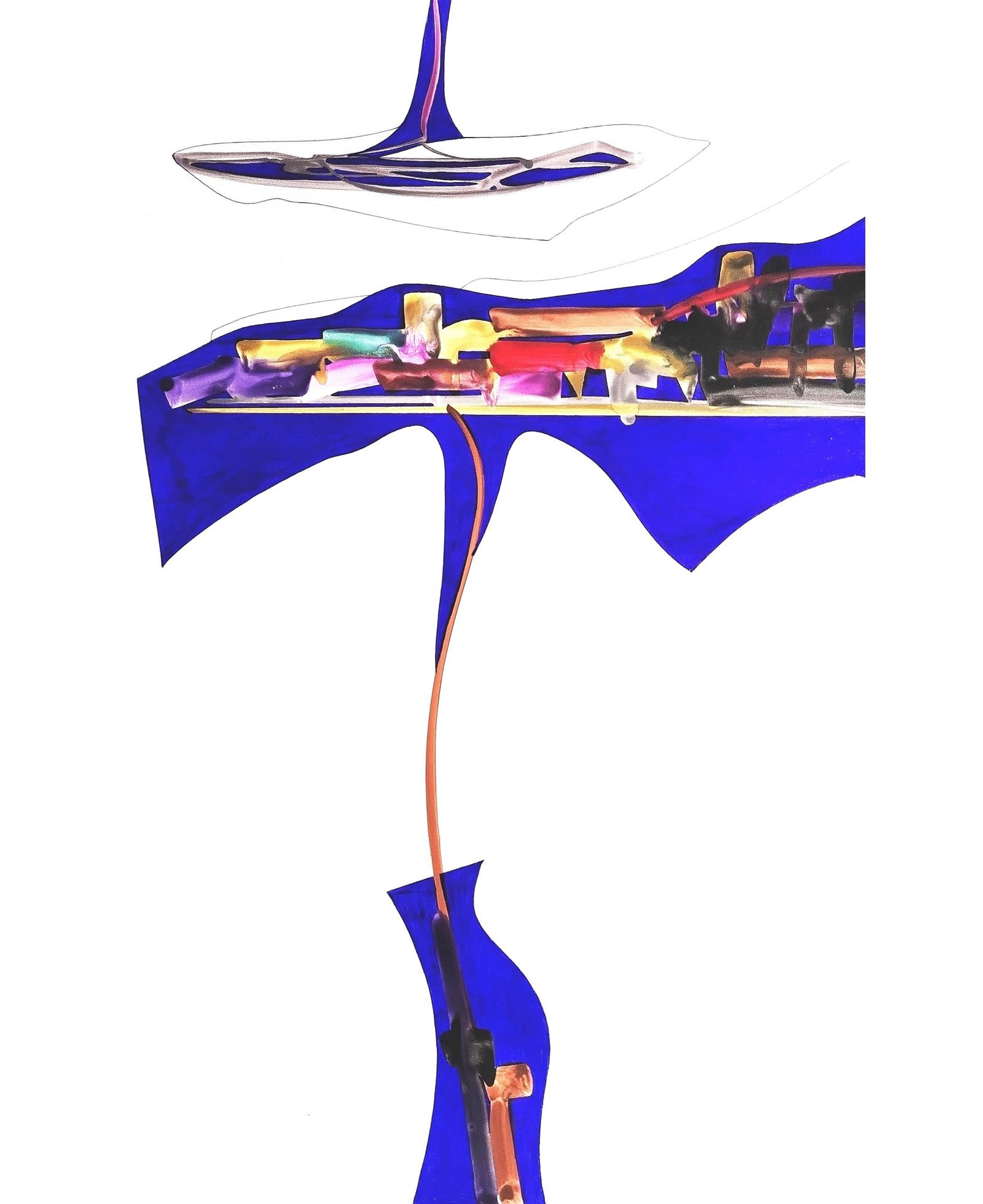 Venezia blu 3 | 2025 | 70 x 50 | Acquarelli e biro bu su carta monolucida Bindakote Favini